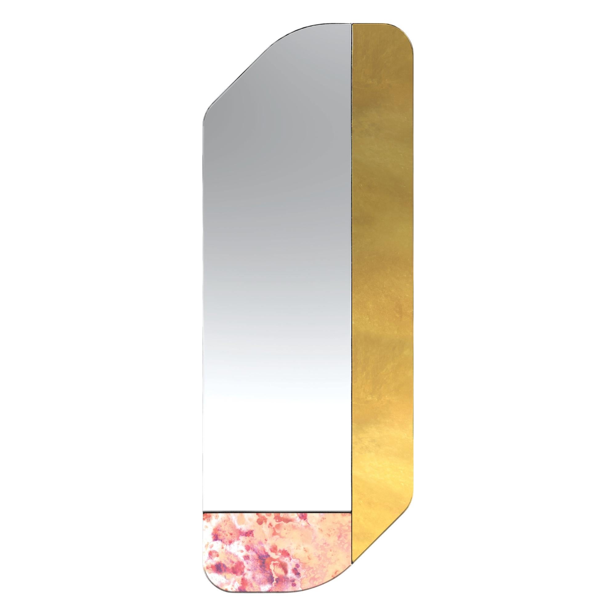 Gold and Pink WG.C1.D Hand-Crafted Wall Mirror