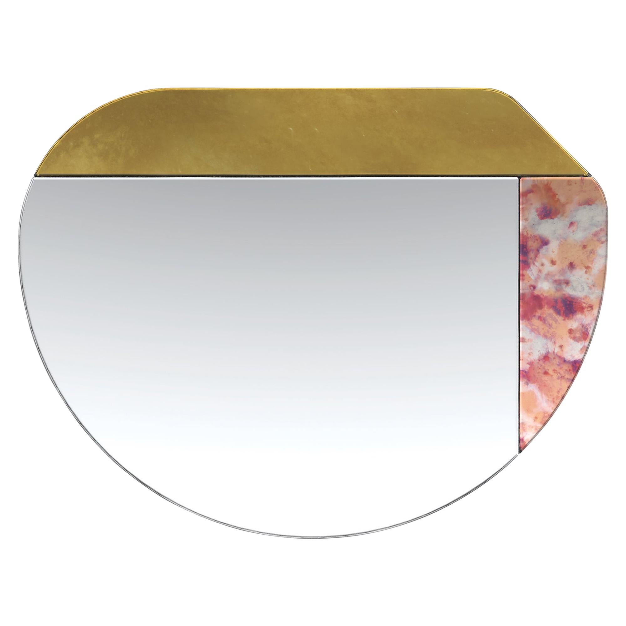 Gold and Pink WG.C1.E Hand-Crafted Wall Mirror For Sale