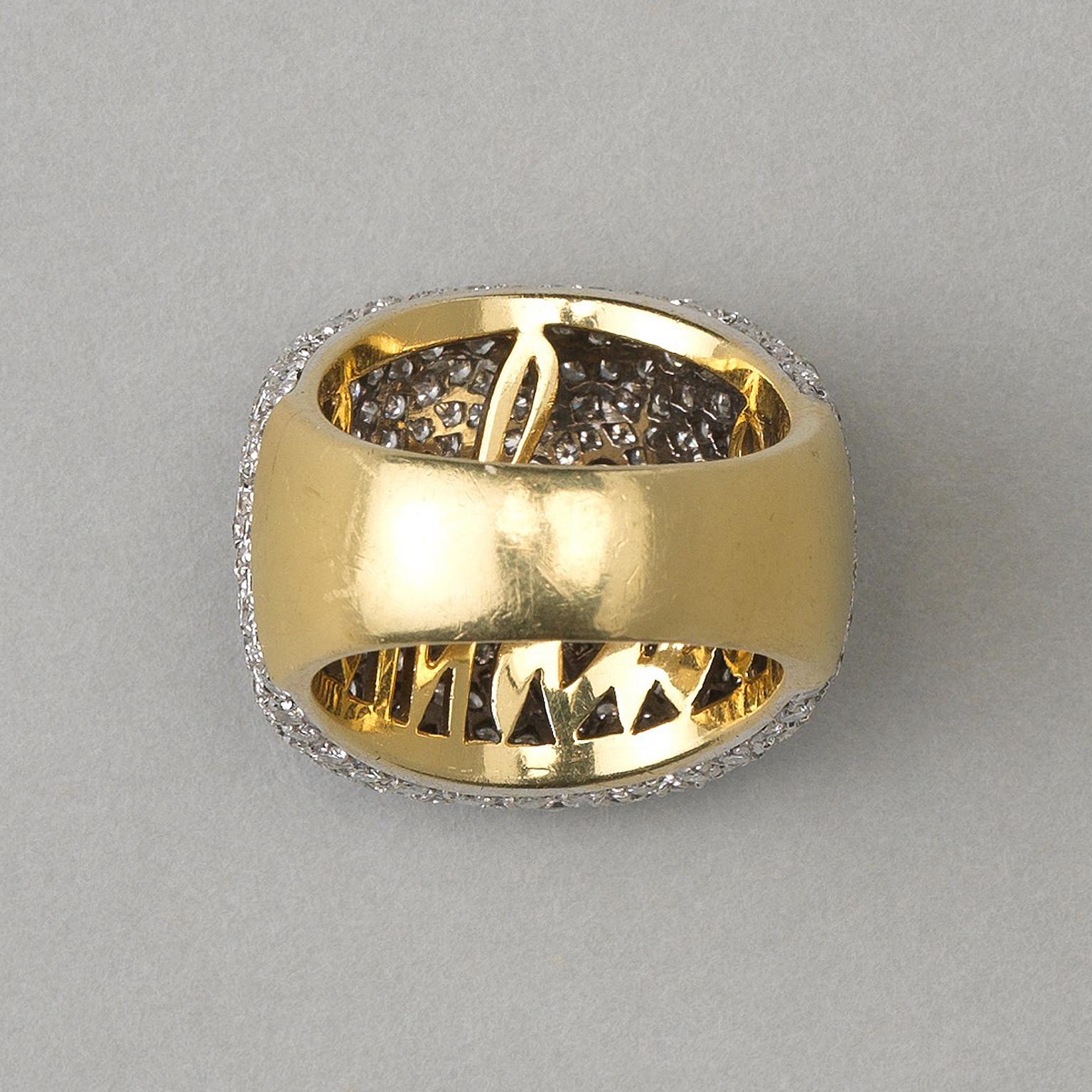 Brilliant Cut Gold and Platinum and Diamond 'Bonheur' Ring