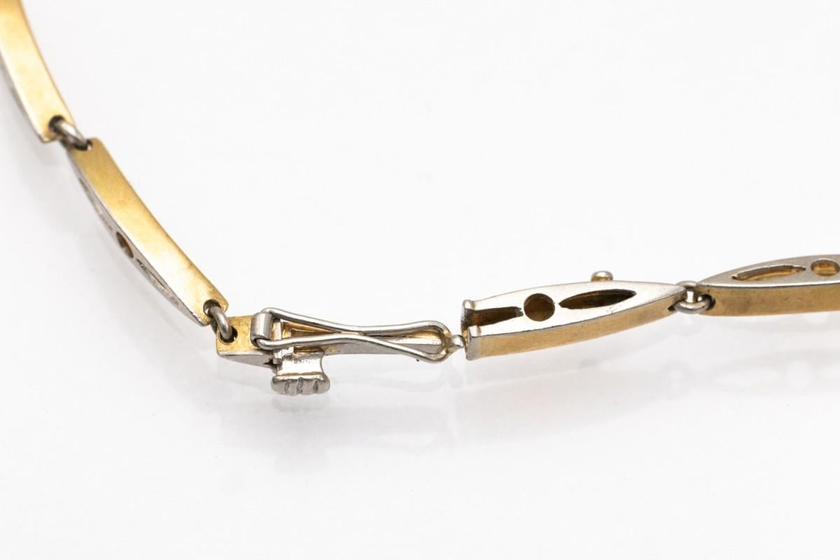 Art Nouveau Gold and platinum bracelet with old cut diamonds, circa 1920. For Sale