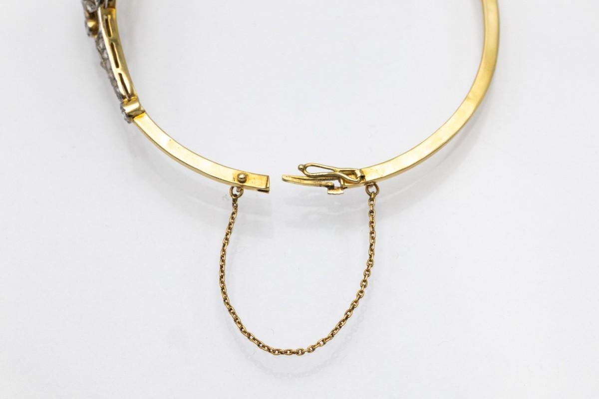 Rose Cut Gold and platinum bracelet with old cut diamonds, circa 1920. For Sale