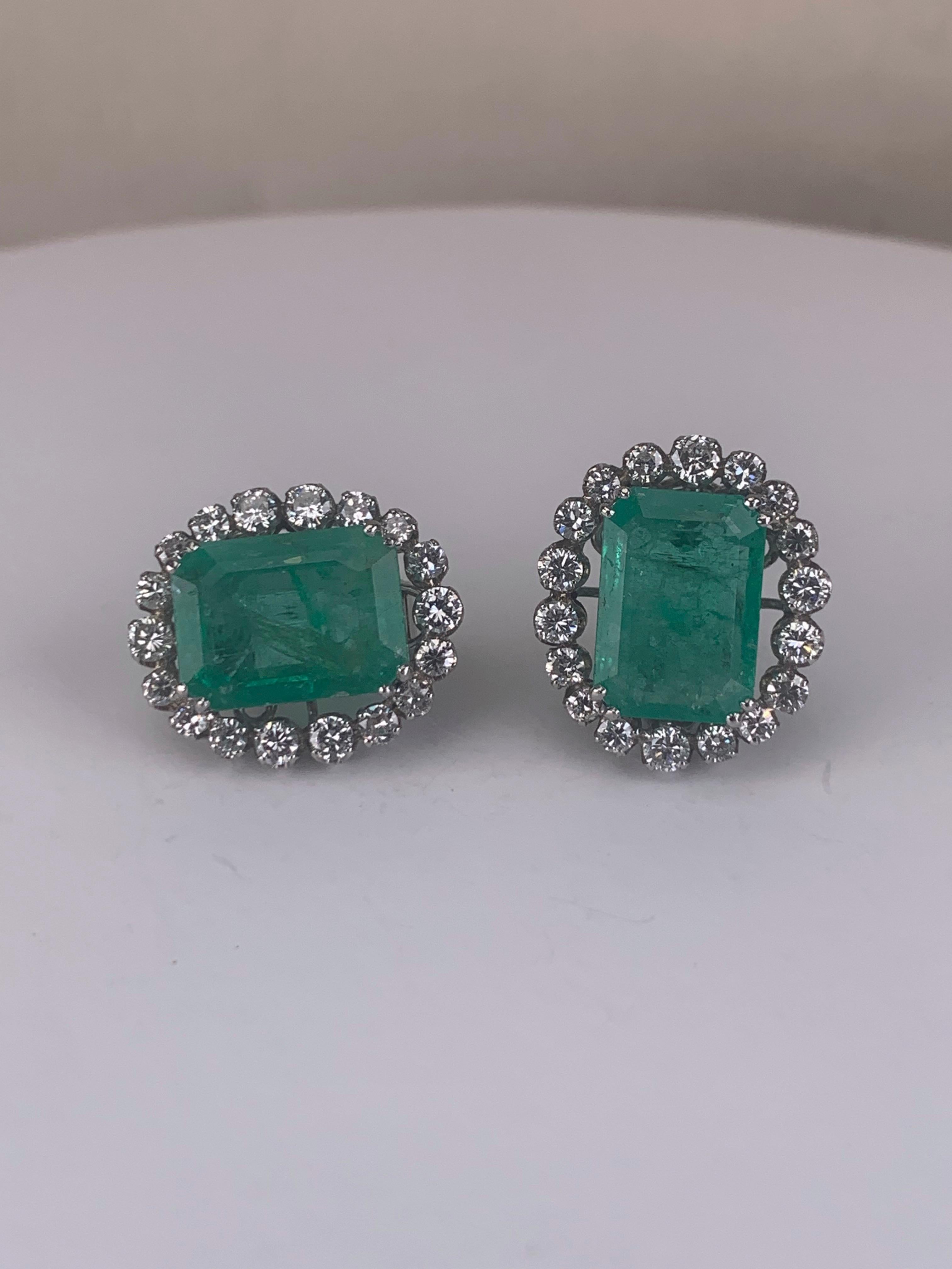 Gold and platinum earrings with emeralds and brilliants 2