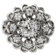 Gold and platinum ring with diamonds, France, mid-20th century.