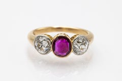 Gold and platinum ring with untreated ruby and old brilliant-cut diamonds 1.80ct