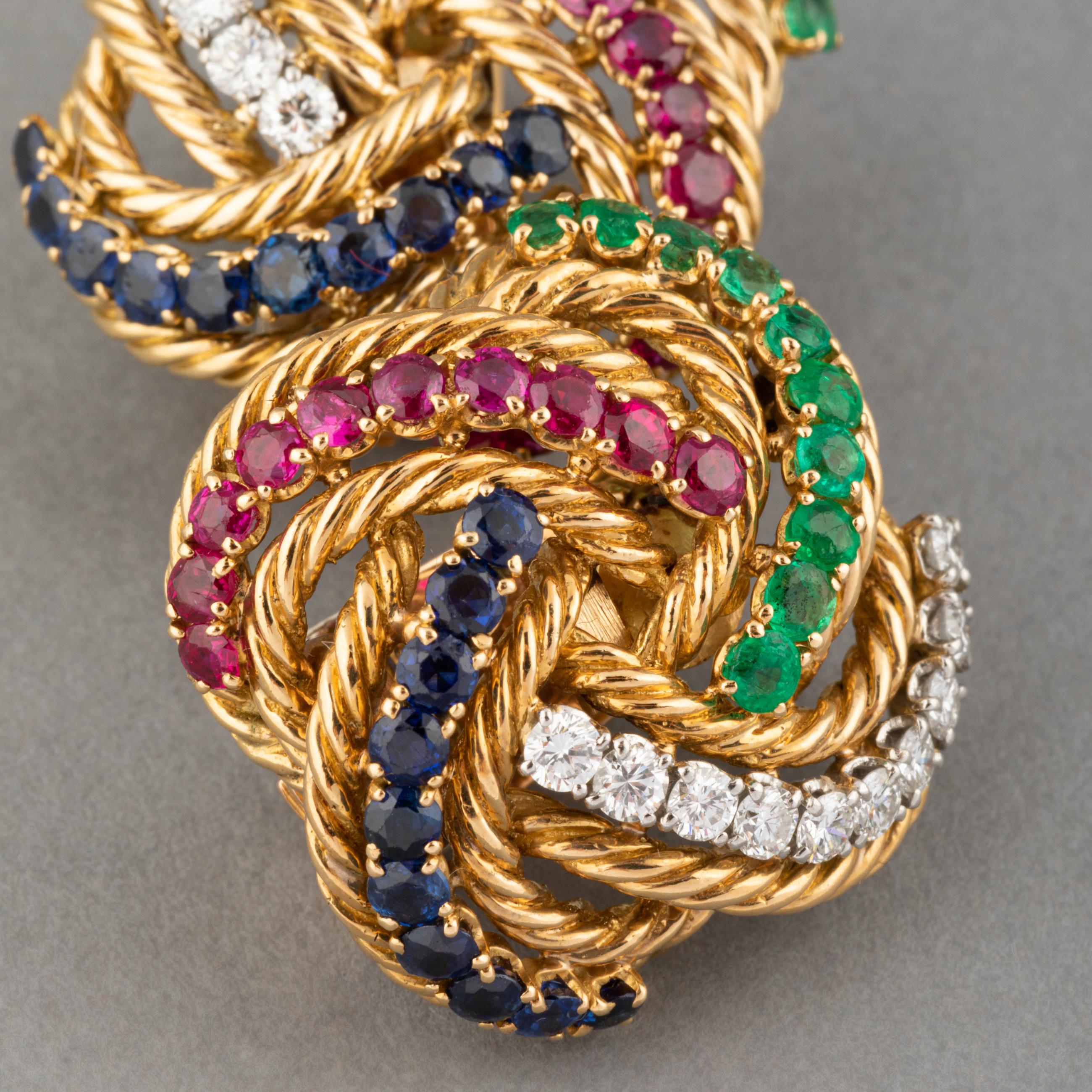 Gold and Precious stones Boucheron Clip Earrings In Good Condition For Sale In Saint-Ouen, FR
