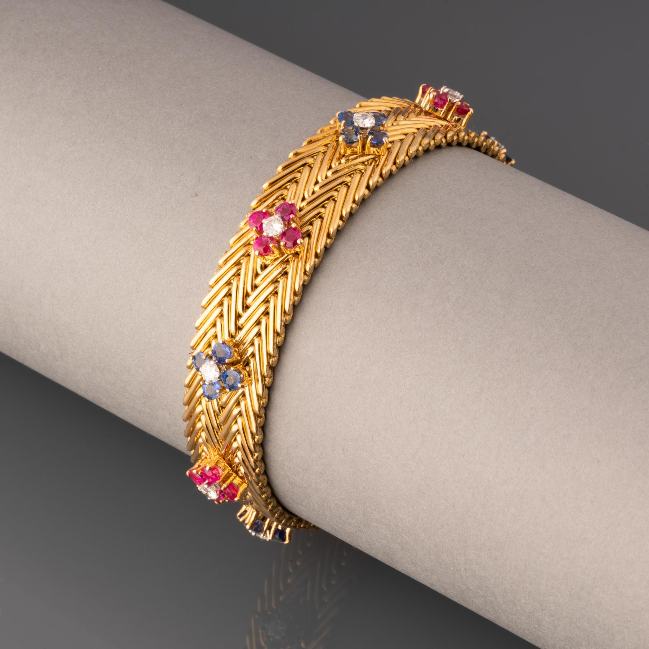 Gold and Precious Stones Bracelet by Régner Paris In Good Condition For Sale In Saint-Ouen, FR