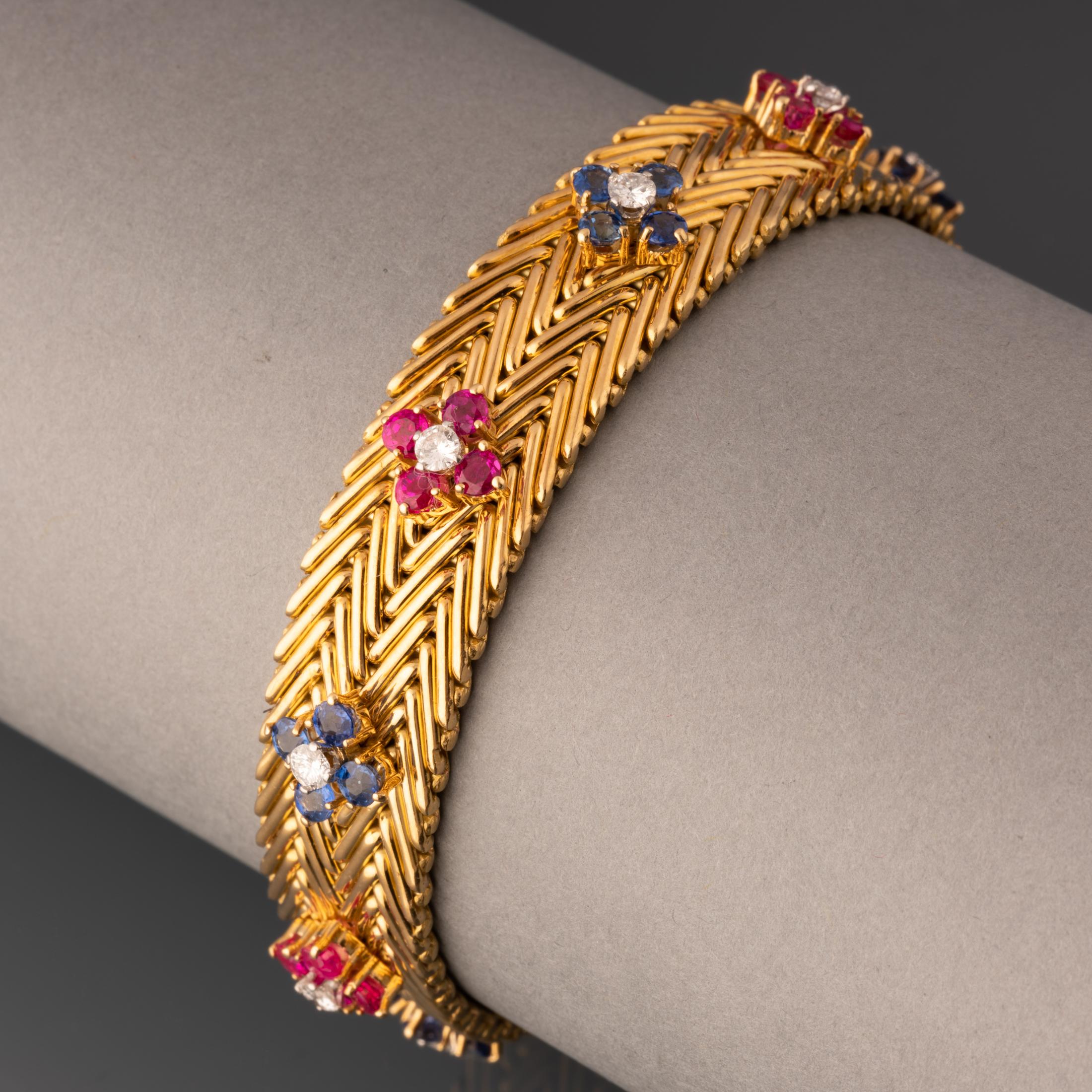 Women's Gold and Precious Stones Bracelet by Régner Paris For Sale