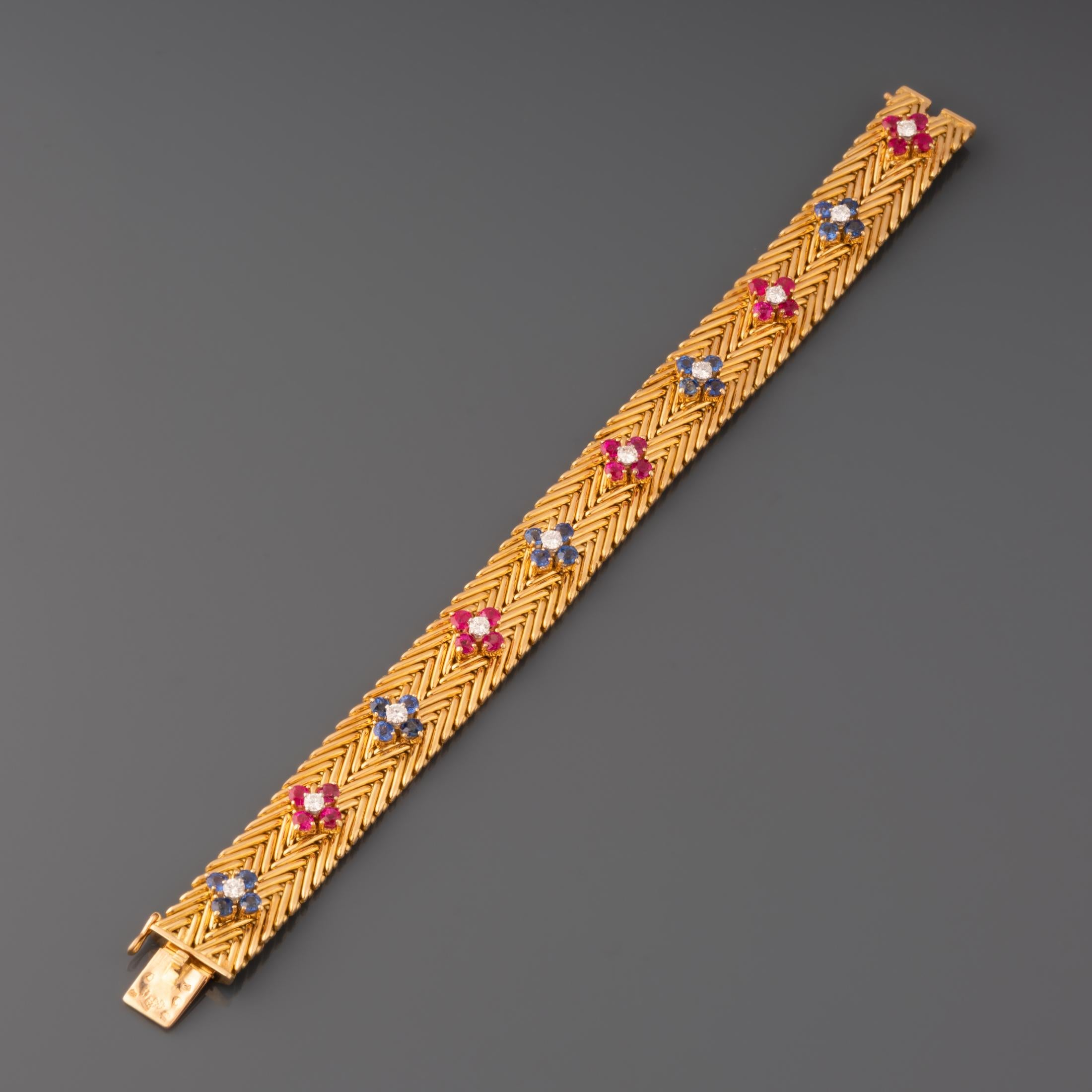 Gold and Precious Stones Bracelet by Régner Paris For Sale 1