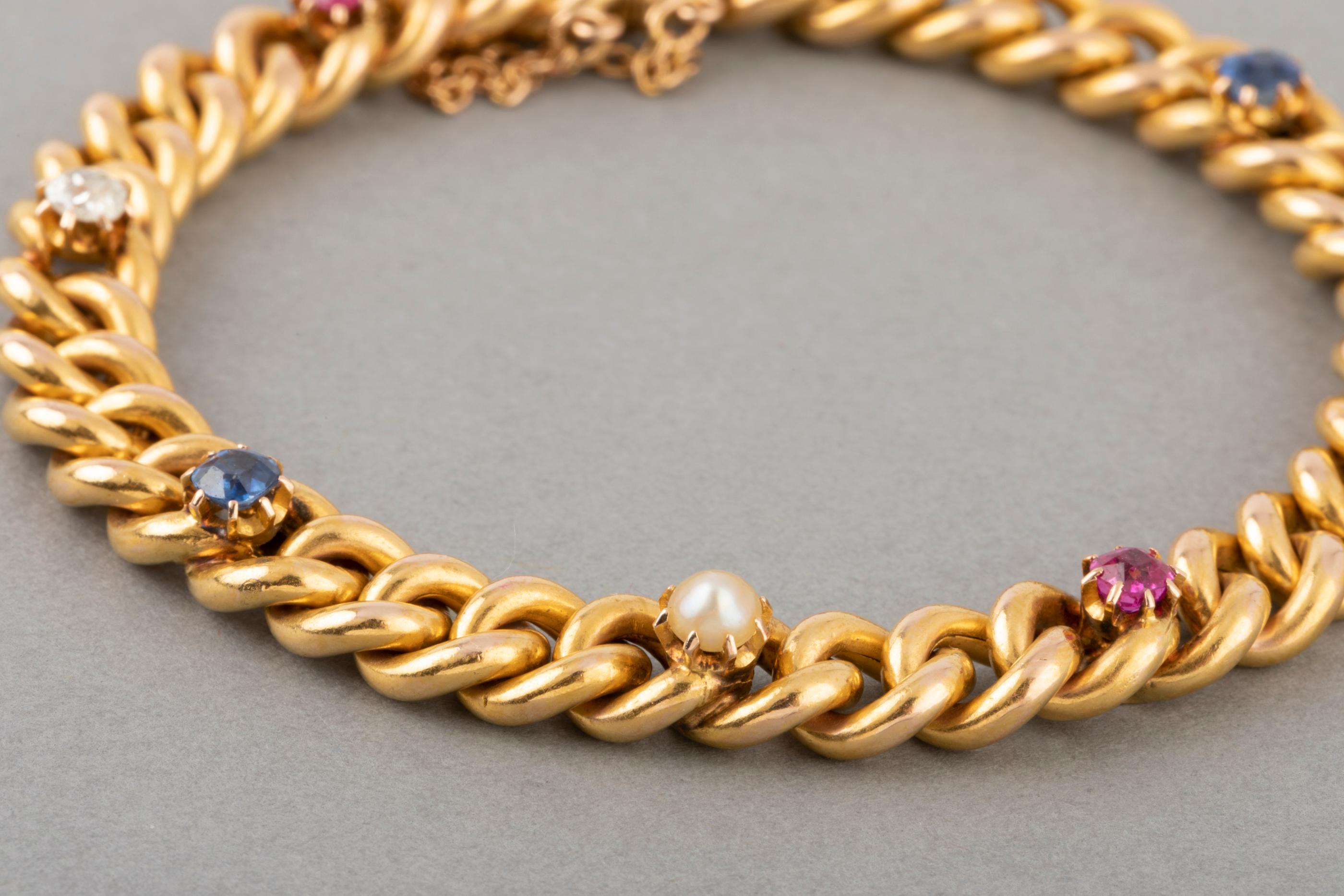 Gold and Precious Stones French Bracelet 1