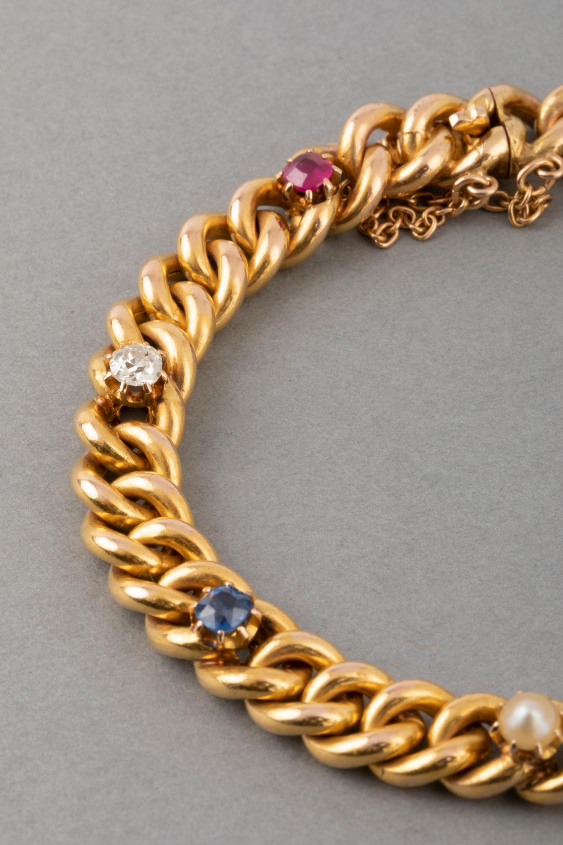 Gold and Precious Stones French Bracelet 2
