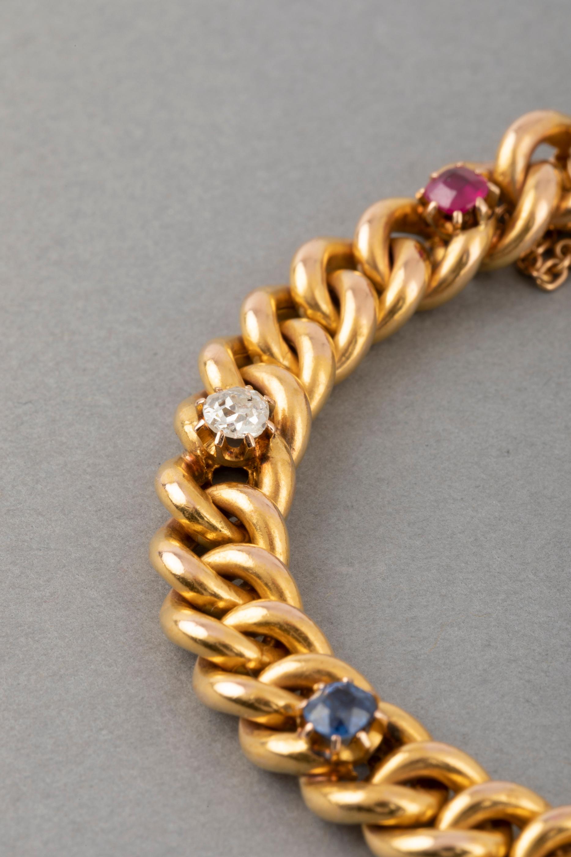 Gold and Precious Stones French Bracelet 3