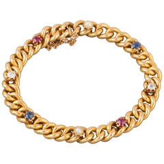 Vintage Gold and Precious Stones French Bracelet