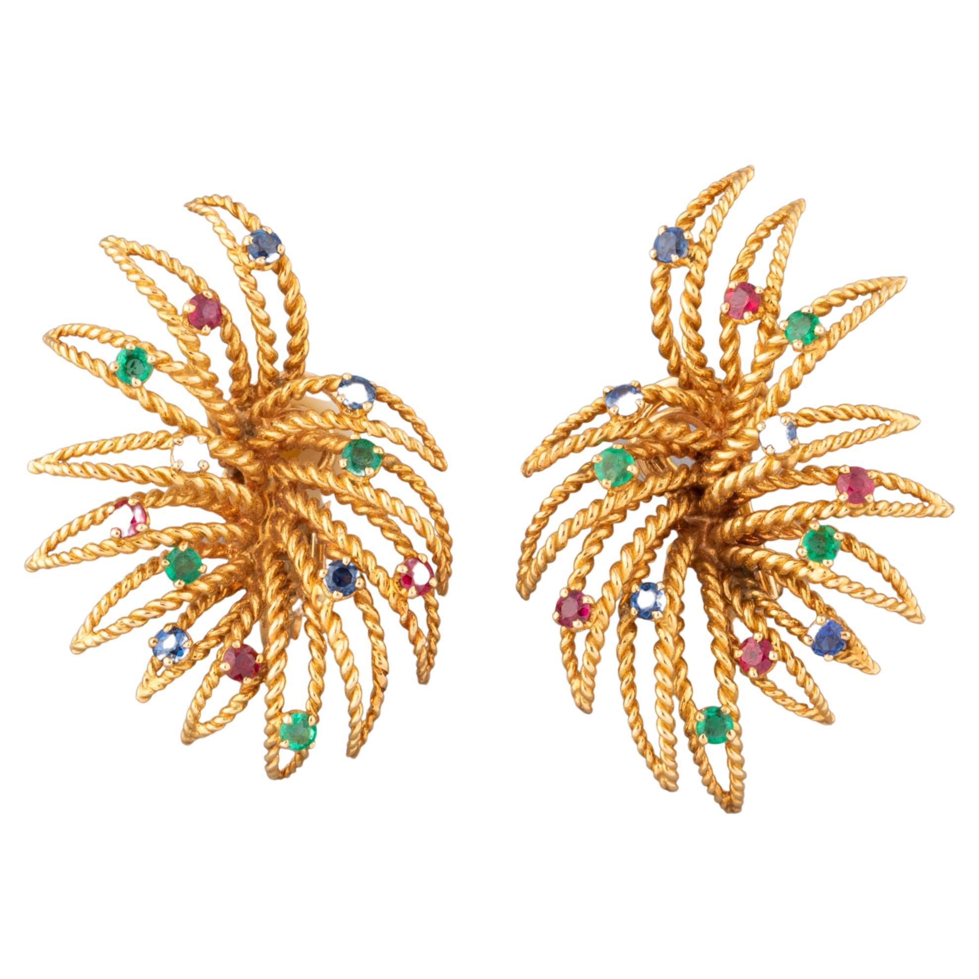 Red - Pari Stone Work Fabart Earrings