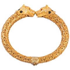 Gold and Precious Stones Panther Bracelet