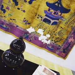 Gold and Purple Antique Chinese Art Deco Rug