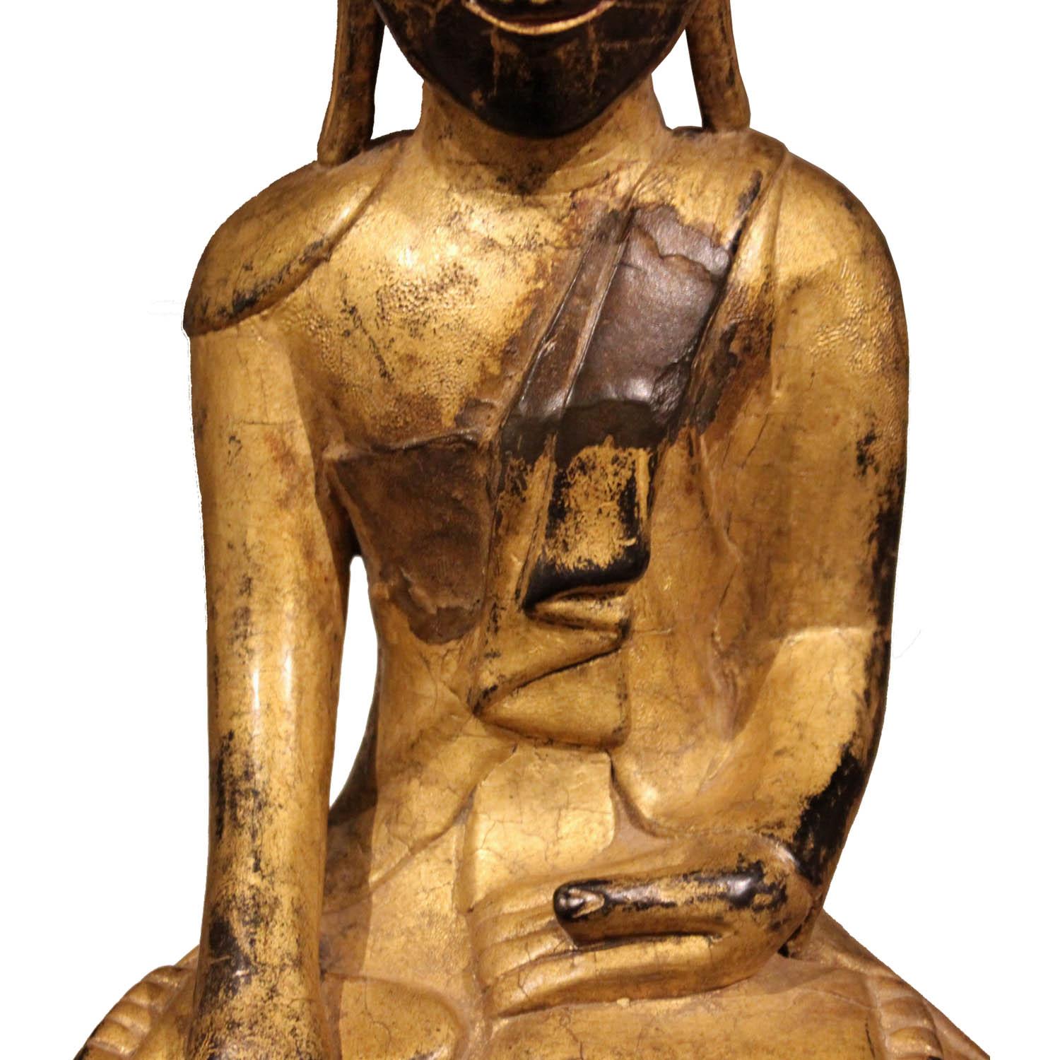 Burmese Gold and Red Sitting Monk