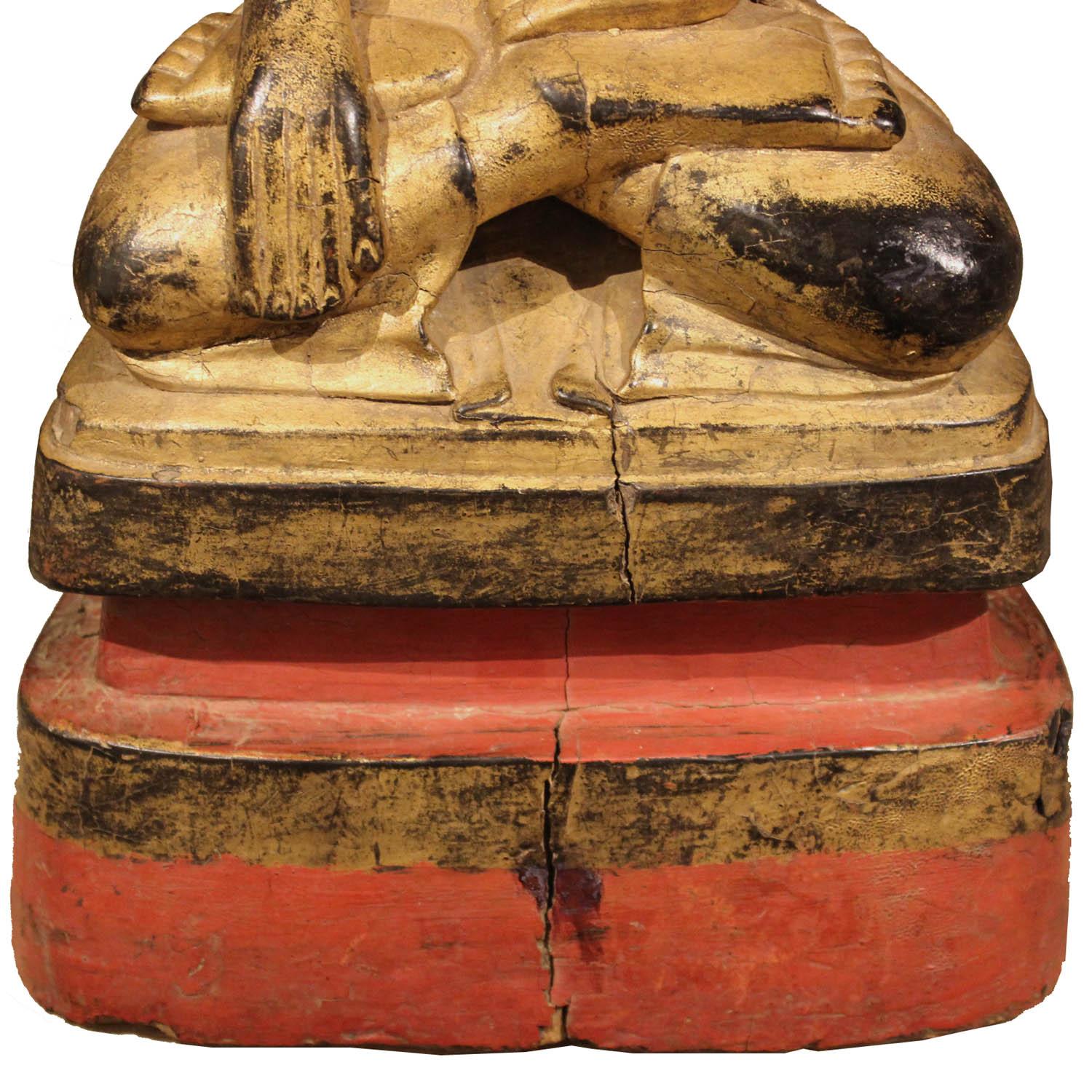 Gold and Red Sitting Monk In Good Condition In San Francisco, CA