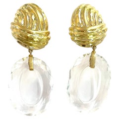 Gold- und Bergkristalltropfen Ohrclips von A. Clunn