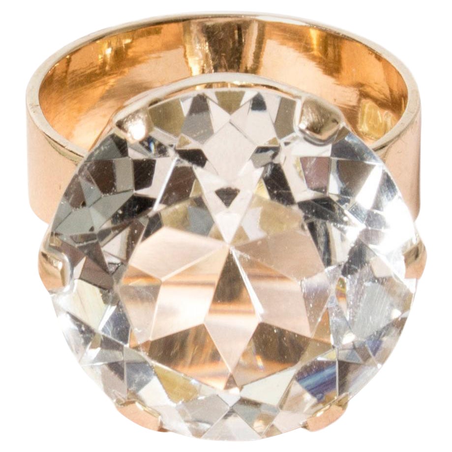 Ring aus Gold und Bergkristall von Turun Hopea, Finnland, 1966