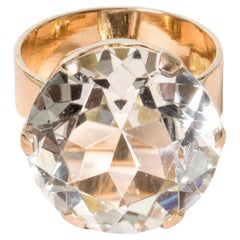 Gold and Rock Crystal Ring from Turun Hopea, Finland, 1966