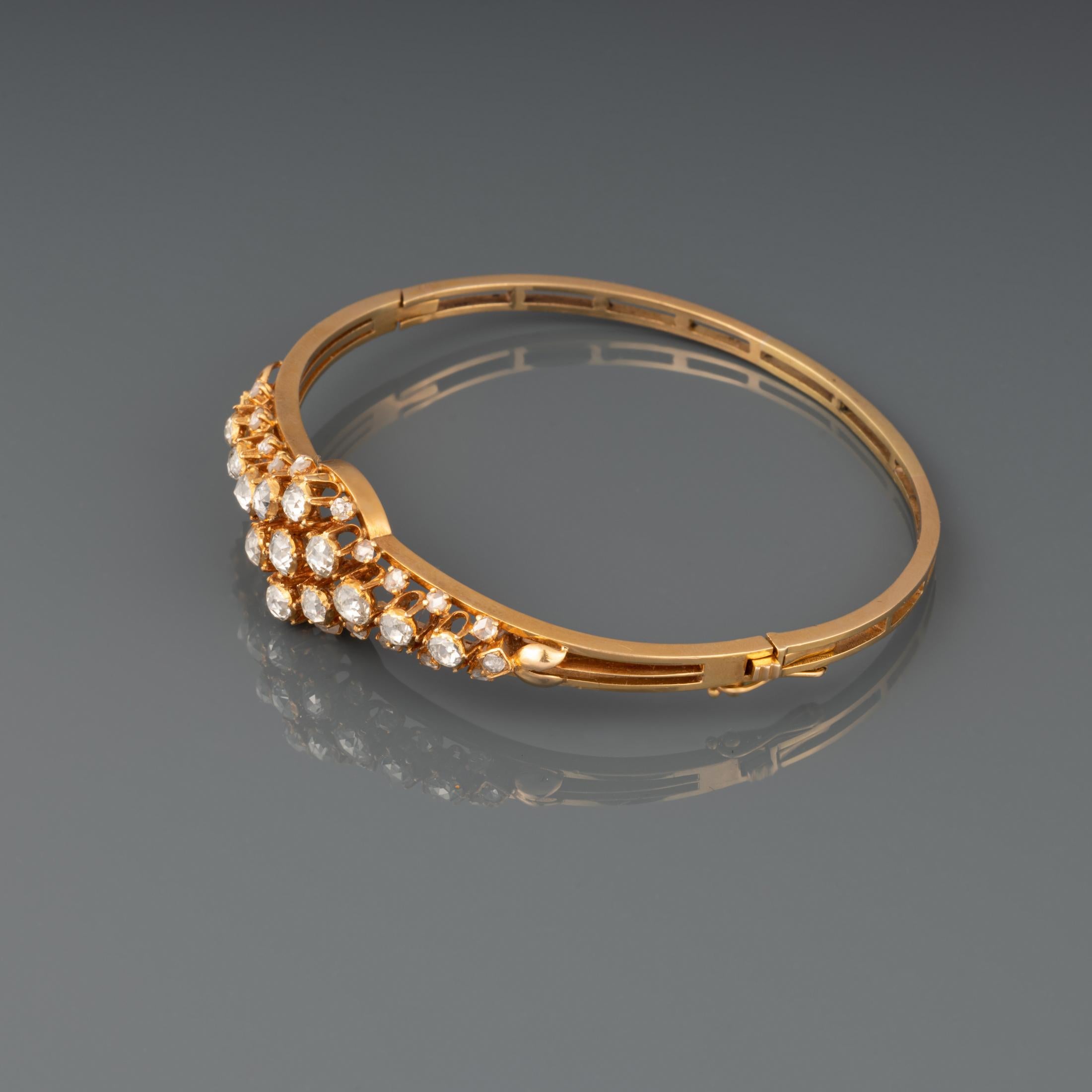 Antikes Armband aus Gold und Diamanten im Rosenschliff im Angebot 1