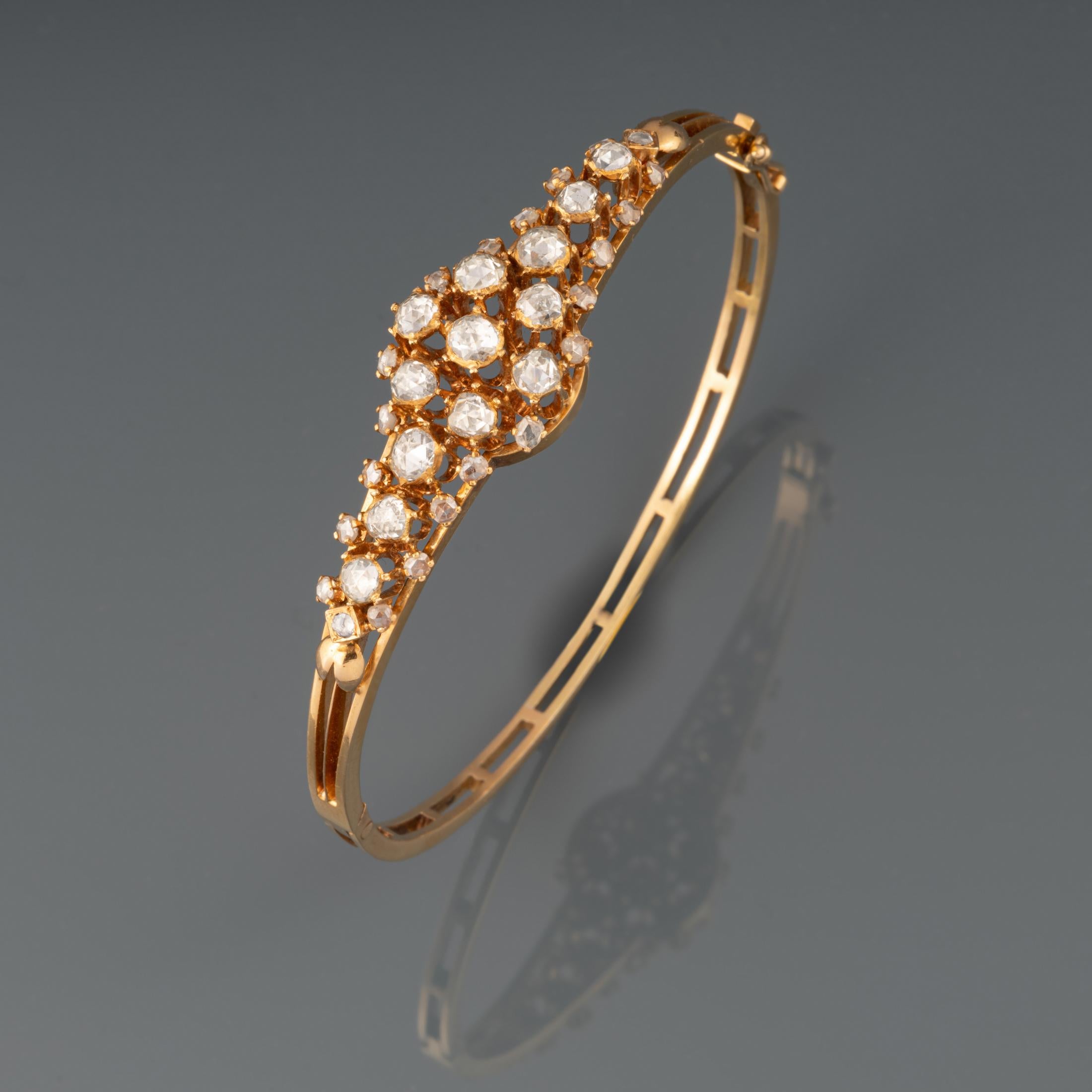 Antikes Armband aus Gold und Diamanten im Rosenschliff im Angebot 2