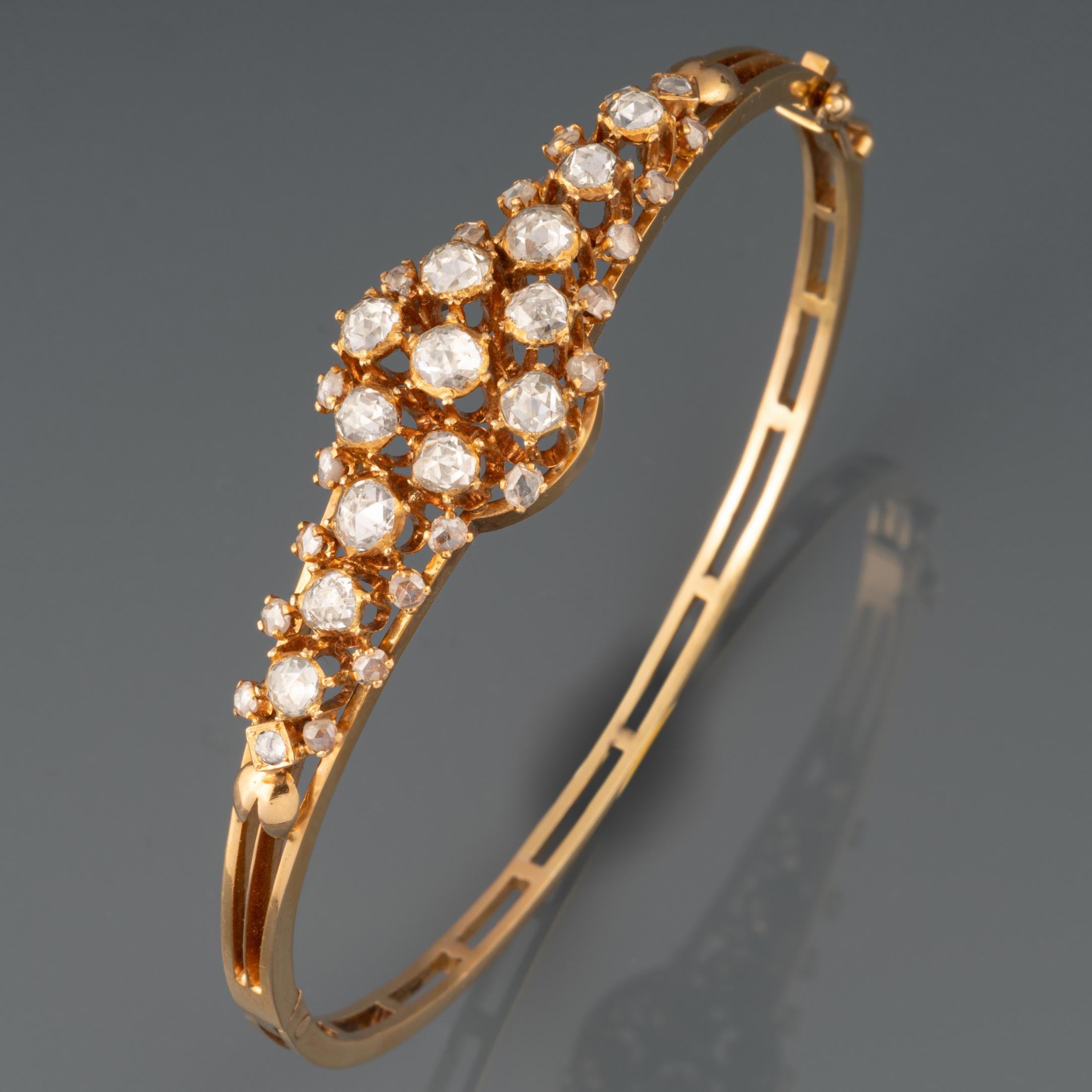 Antikes Armband aus Gold und Diamanten im Rosenschliff im Angebot 3