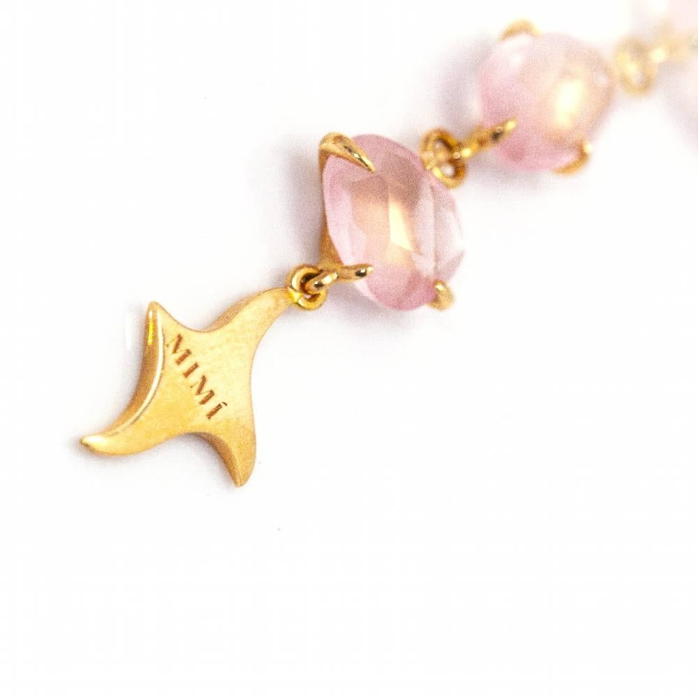 Gold and Rose Quartz Earrings MIMI In New Condition For Sale In Barcelona, CT