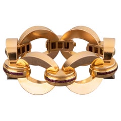 Bracciale Art Deco francese in oro e rubini di René Boivin