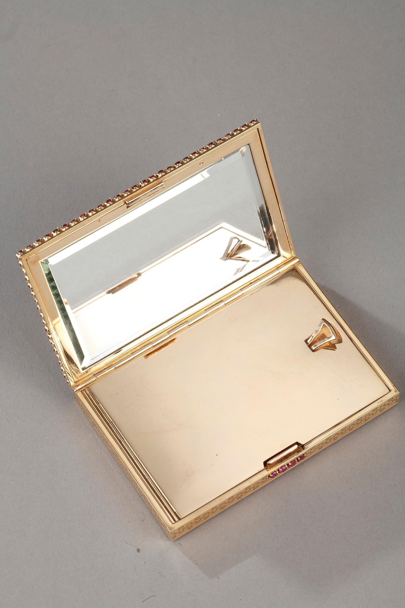 Gold and Rubis Compact, Art Deco For Sale 4
