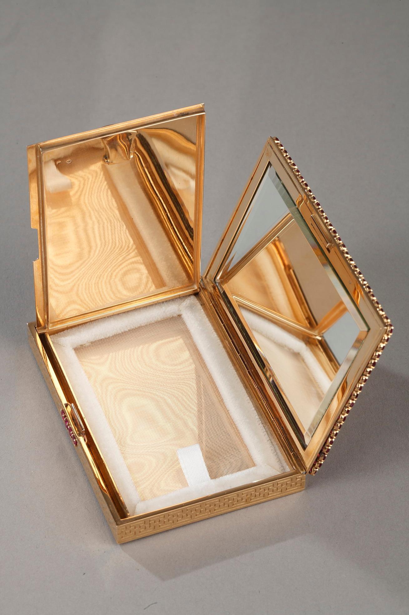 Gold and Rubis Compact, Art Deco For Sale 6