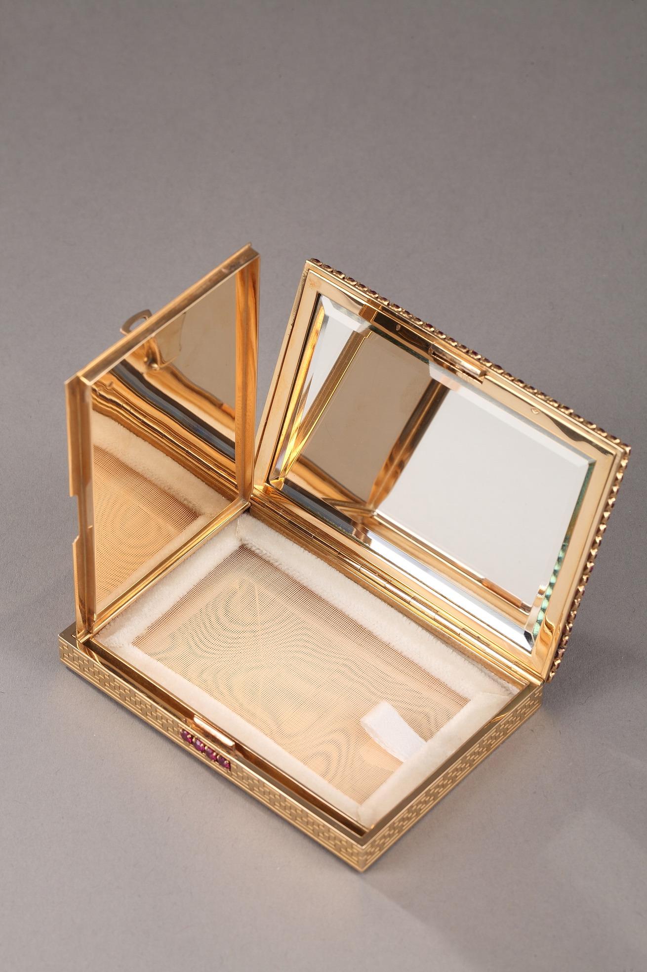 Gold and Rubis Compact, Art Deco For Sale 7