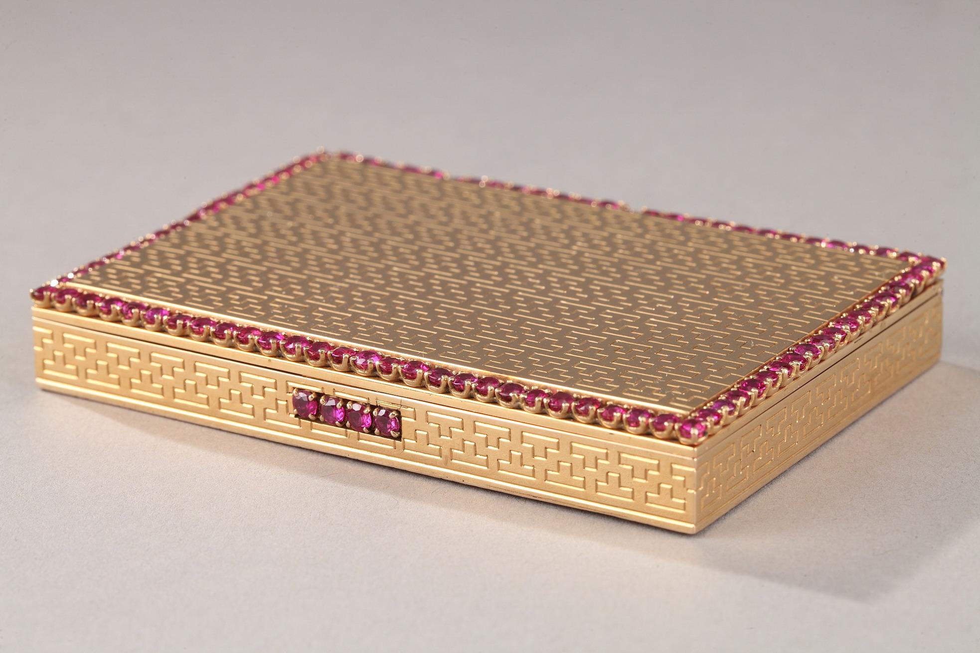 Compact en or et rubis, Art déco Bon état - En vente à Paris, FR