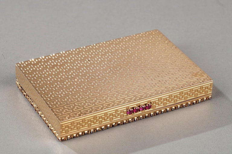 Gold and Rubis Compact, Art Deco For Sale 3
