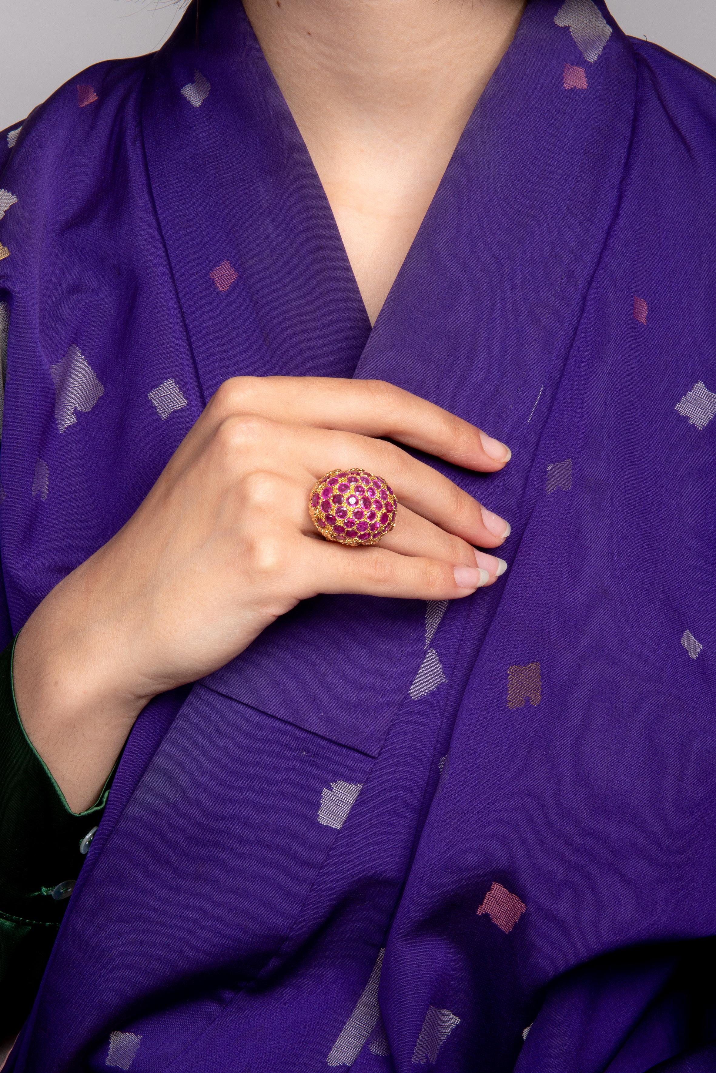 Brilliant Cut Gold and Ruby Bombé Buccellati Ring
