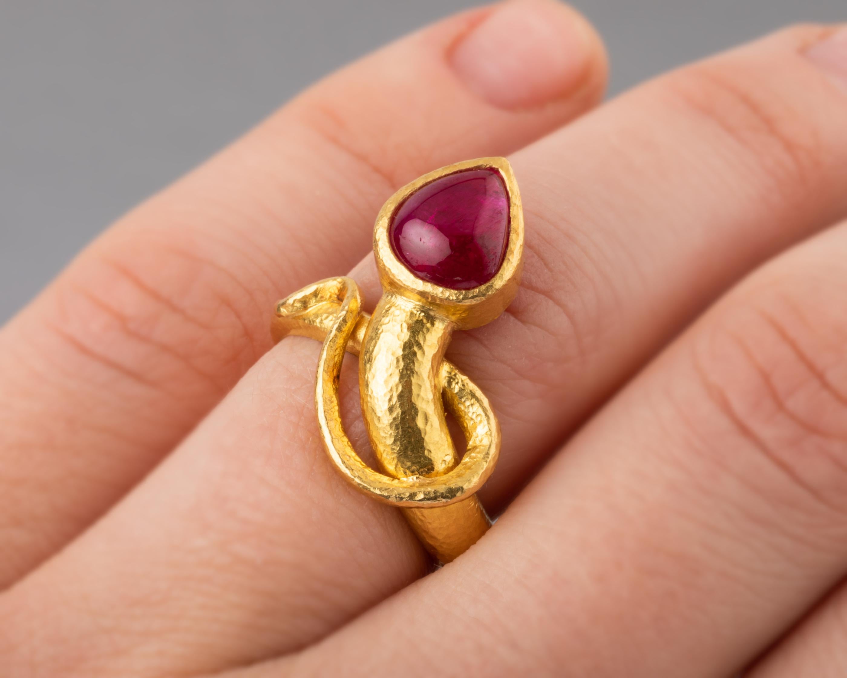 Cabochon Gold and Ruby French Ring by Bernardeau