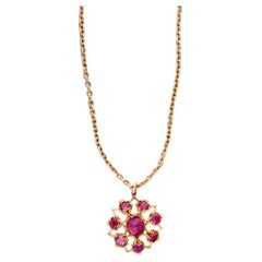 Gold and Ruby Pendant Necklace