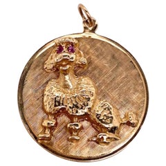 Vintage Gold and Ruby Poodle Charm