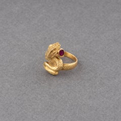 Gold and Ruby Vintage Snake Ring