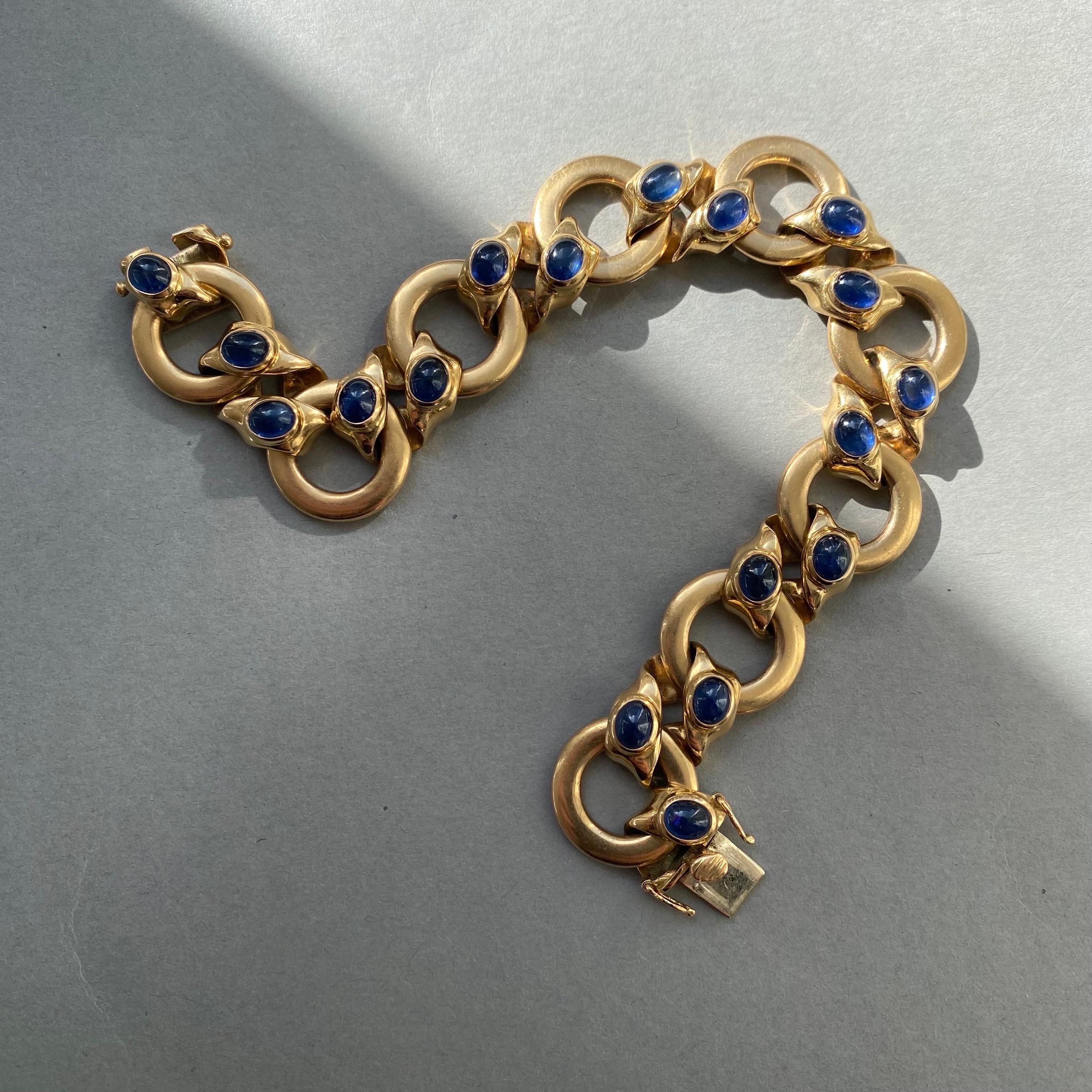 Gold and Sapphire Bracelet For Sale 1