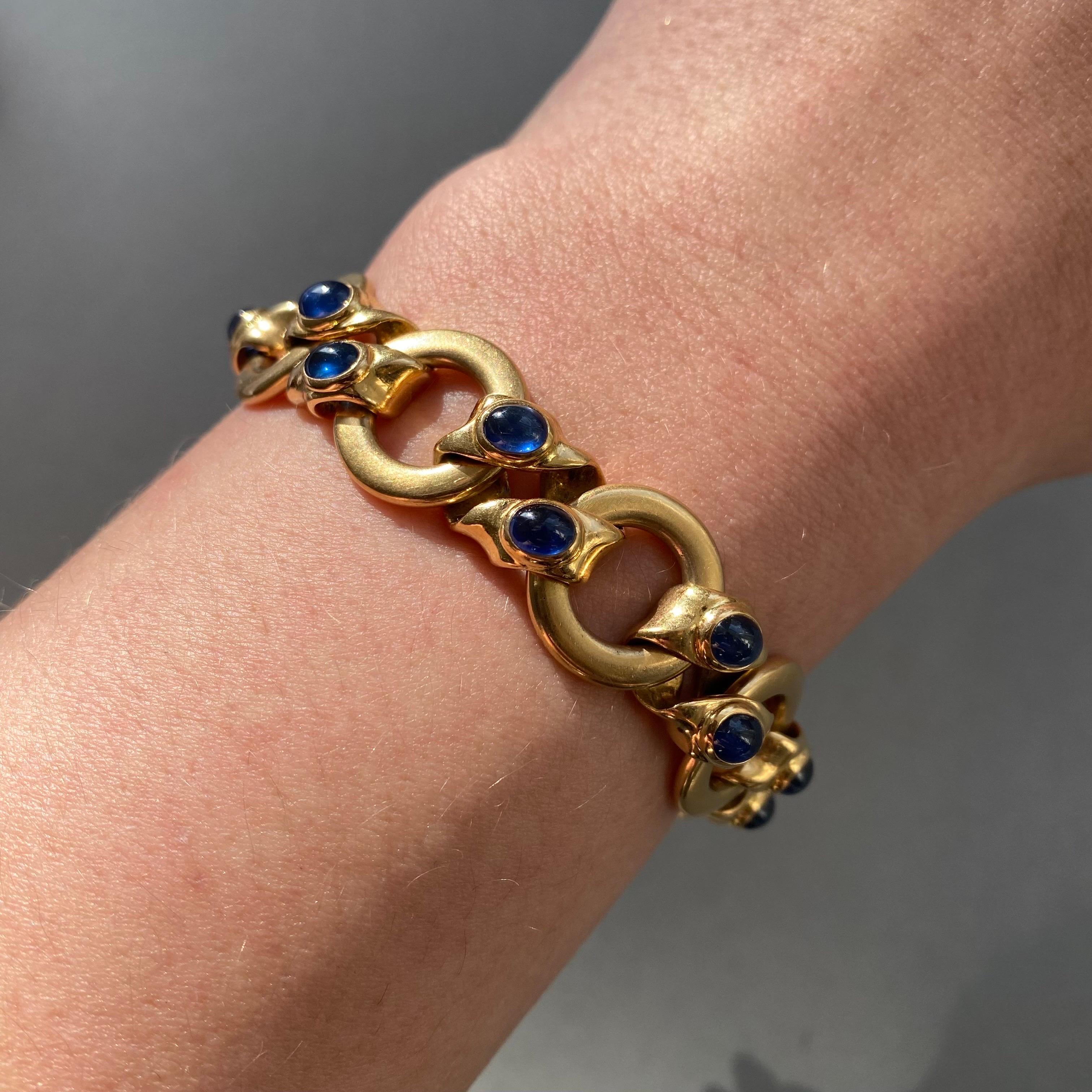 Gold and Sapphire Bracelet For Sale 2