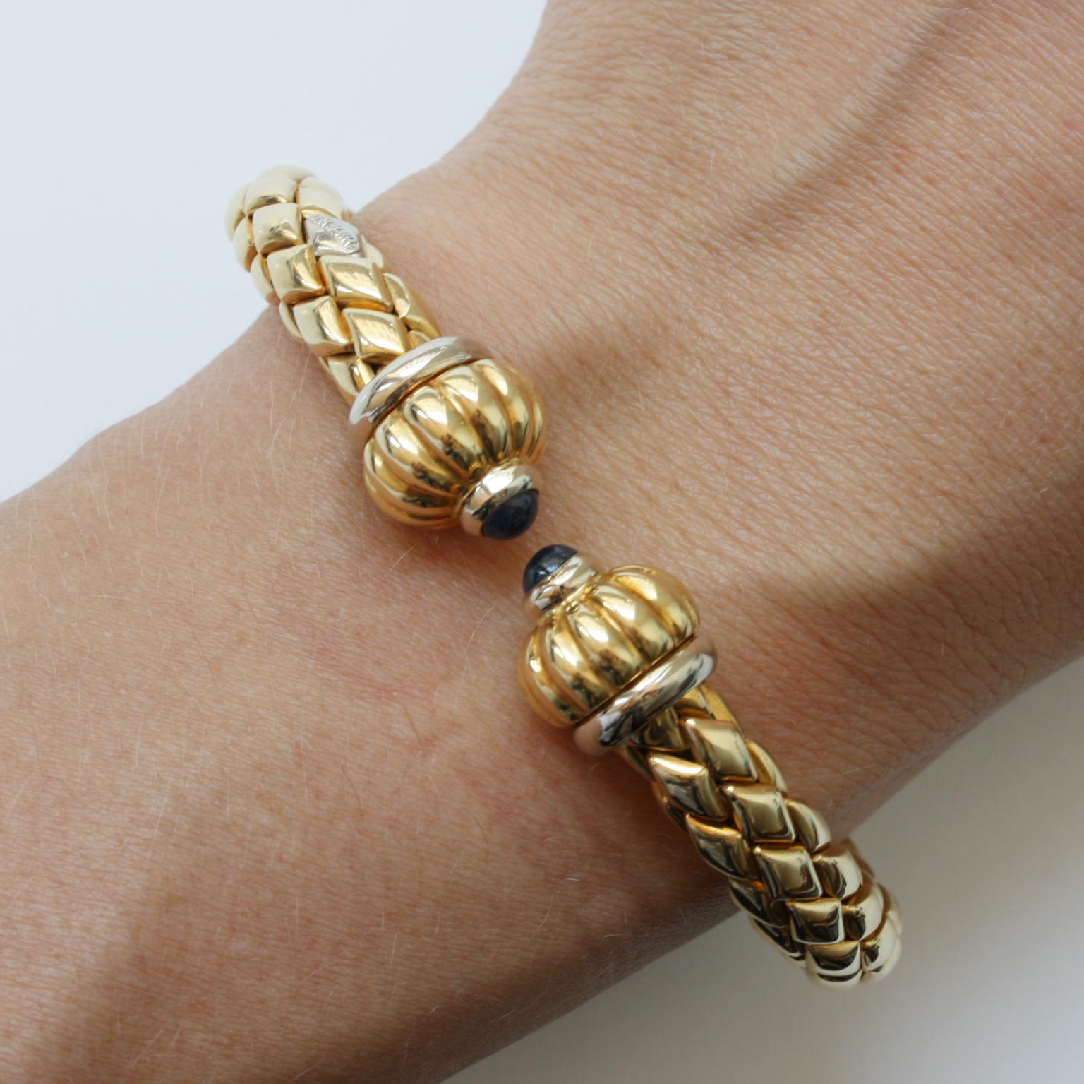 Women's or Men's Gold and Sapphire Chimento Bangle Bracelet