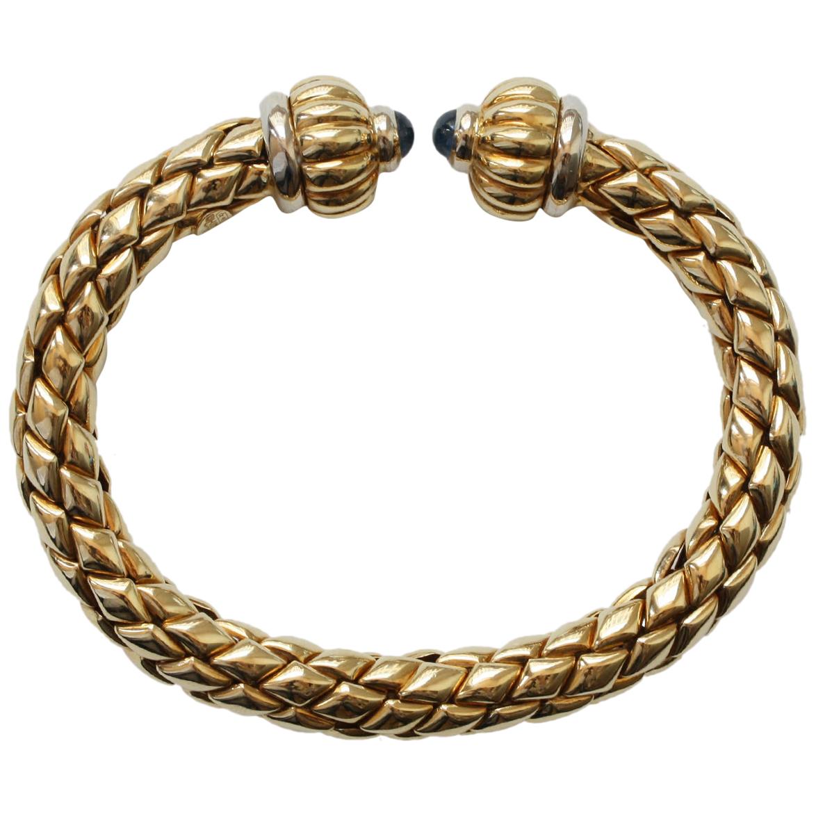 Gold and Sapphire Chimento Bangle Bracelet