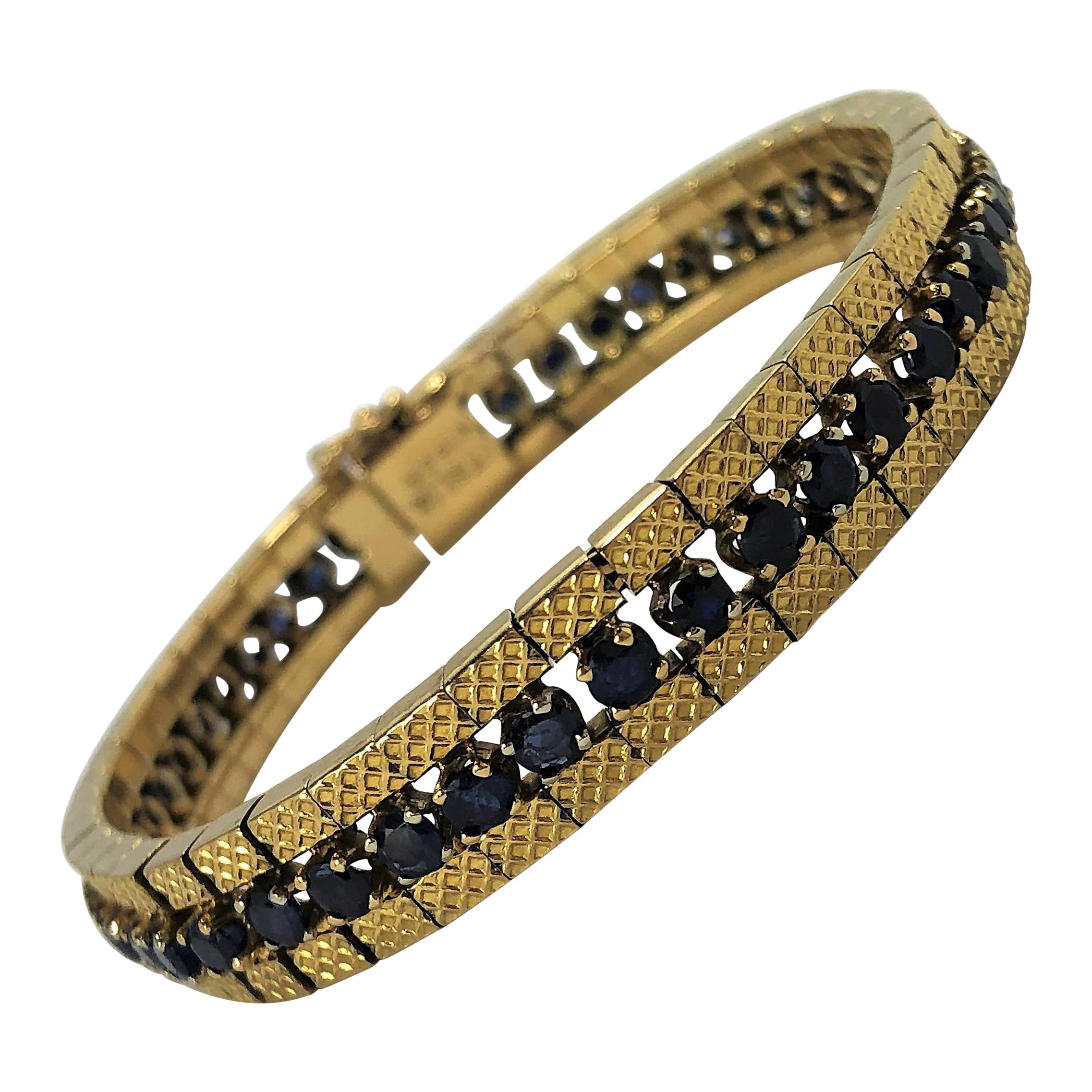 Gold and Sapphire Flexible Link Bracelet