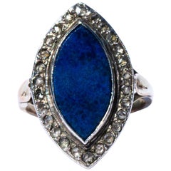 Antique Gold and Silver Diamonds and Lapis Lazuli Ring