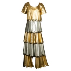 Abito in oro e argento Paco Rabanne, taglia 36FR