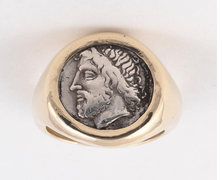 Gold and Silver Greek Zeus Coin Ring at 1stDibs