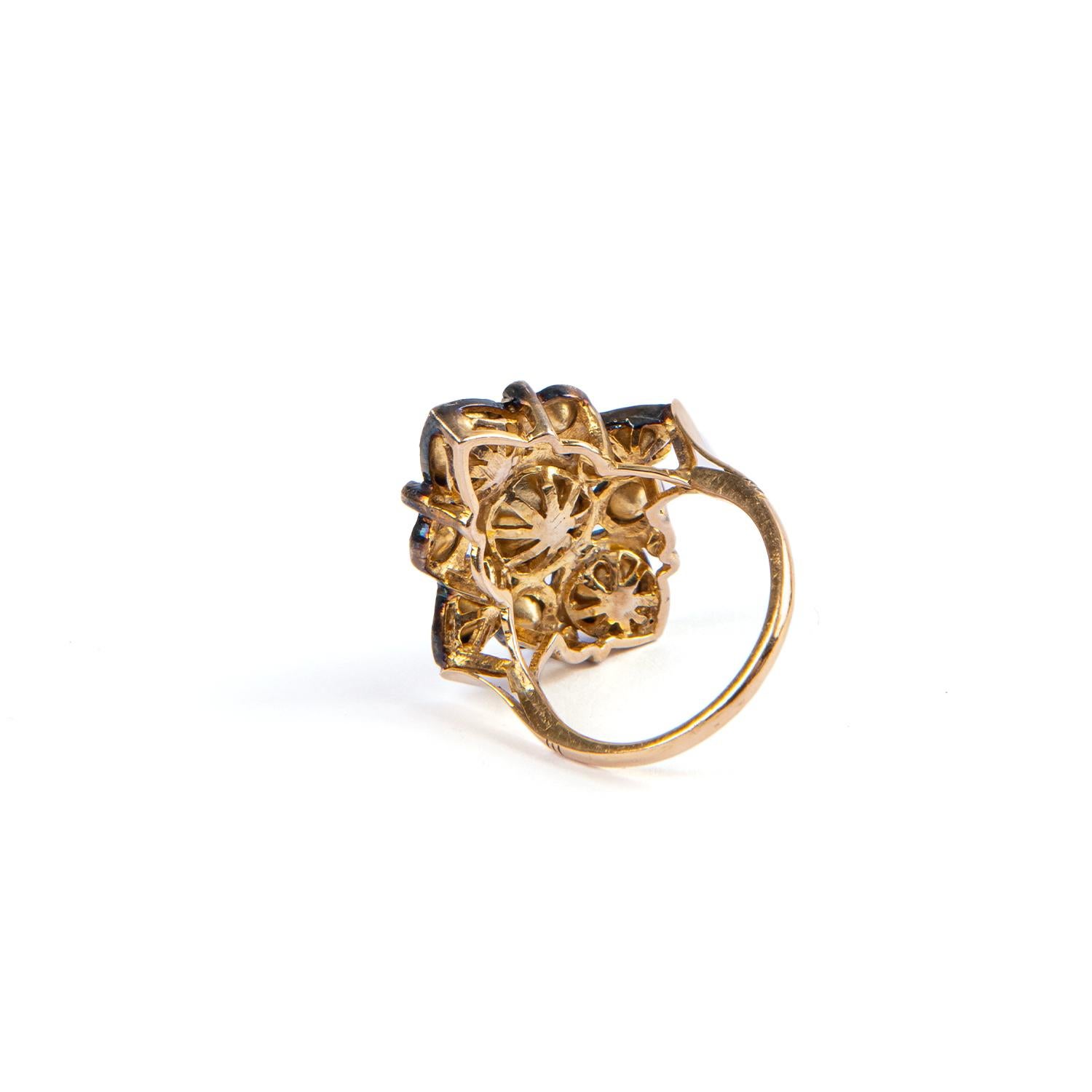 Gold an silver indian ring with flat diamonds 1.46ct