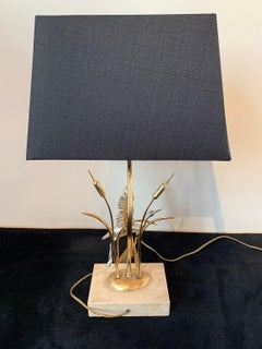 Gold and Silver Metal Lamp Representing the Flight of a Heron