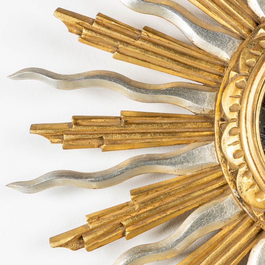 Gold und Silber Mitte des Jahrhunderts Giltwood Vintage Sunburst Mirror (Vergoldet) im Angebot